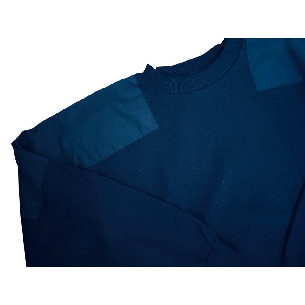 RainSweater Navy Blue Crewneck Pullover Sweater With Reinforced Shoulder Panels - Picture 5 of 6